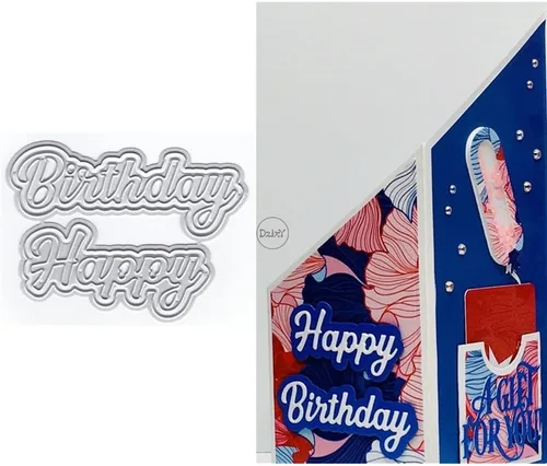 DzIxY Shadow Happy Birthday - Troqueles de corte de metal para hacer tarjetas, kit de álbumes de recortes, papel en relieve, troquelados, plantillas