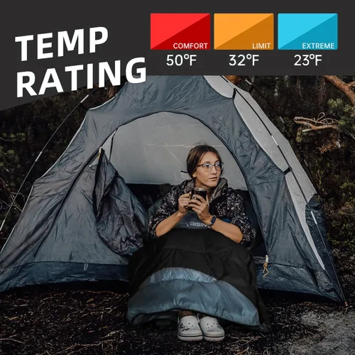 Miniatura 3 de BISINNA Saco de dormir de invierno de 0 grados (480GSM) para adultos, saco de dormir para acampar en clima frío, cómodo, cálido, portátil