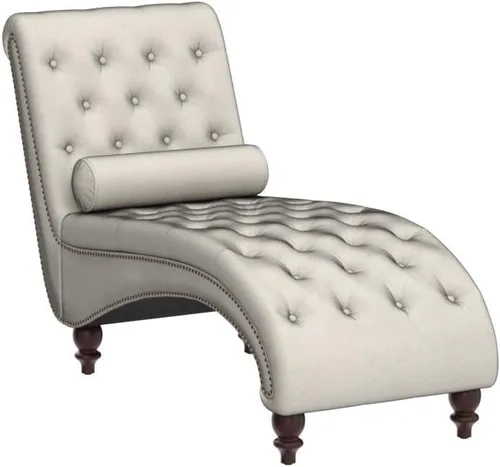 Miniatura 4 de Moderna tumbona de terciopelo para interiores con ribete de cabeza de clavo, sillón sin brazos con botones para interior con almohada lumbar y 4