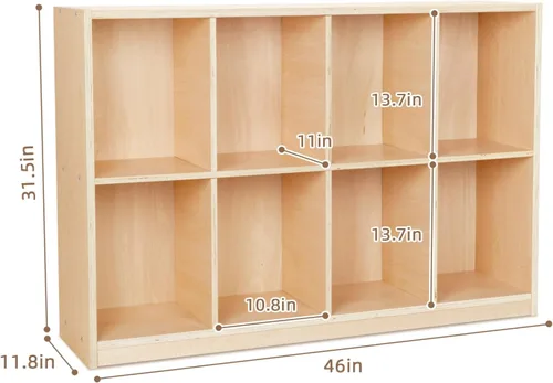 Miniatura 9 de OOOK - Gabinete de almacenamiento de madera con 8 compartimentos en forma de mochila - Organizador de juguetes para niños - Estantería para aula