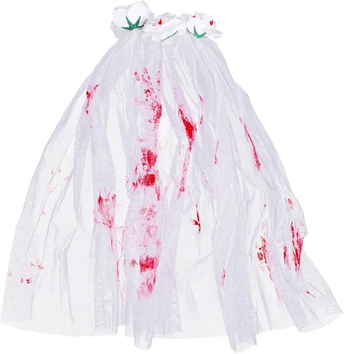 Decoración de Halloween, velo de novia zombi, velo de flores sangrientas con peine, guirnalda de flores góticas, tocado de boda para fiesta de