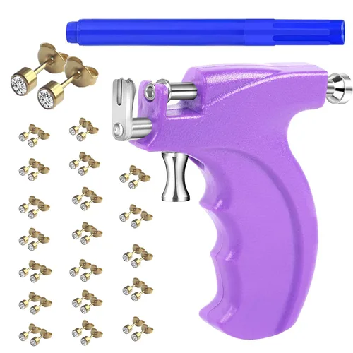 Miniatura 11 de Kit Profesional de Pistola de Perforación de Oreja con 20 Pares de Aretes con Tachuela para Pistola de Acero Inoxidable Quirúrgico 316L para Cuerpo