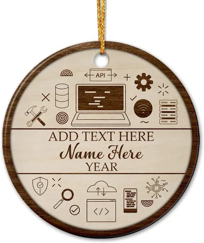 Miniatura 16 de Adorno de liniero de cerámica personalizado para Navidad 2025 – El favorito de Santa, primera Navidad como electricista, nombre personalizado
