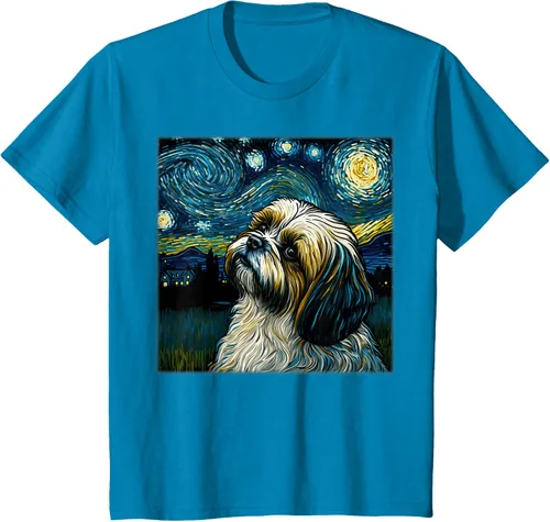 Miniatura 77 de Camiseta Surrealism Starry Night Shih Tzu Dog