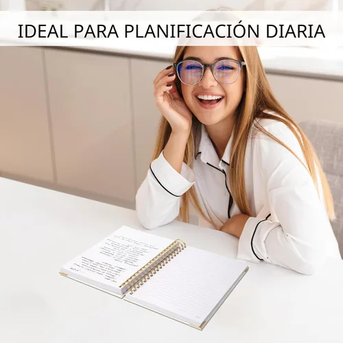 Miniatura 8 de Cuaderno en Espiral Grueso con Portada de Lino Moderno para Mujeres en Formato B5 - Cuaderno de Notas Rayado para la Universidad con 300 Páginas