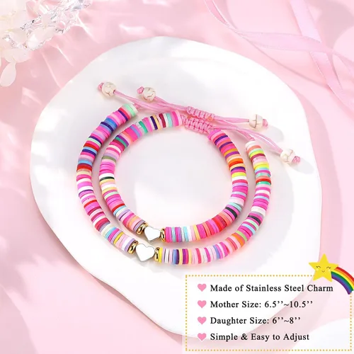 Miniatura 3 de ORISPRE First Day of KindergartenPre KSchool Mother Daughter Bracelets Matching Heart Wish Bracelet Set for 2 Gifts