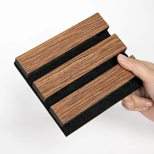 Miniatura 22 de Paquete de 6 paneles de pared de madera acústica, 94.5 x 8 pulgadas cada uno panel de pared insonorizado, paneles de listones de madera estriada 3D
