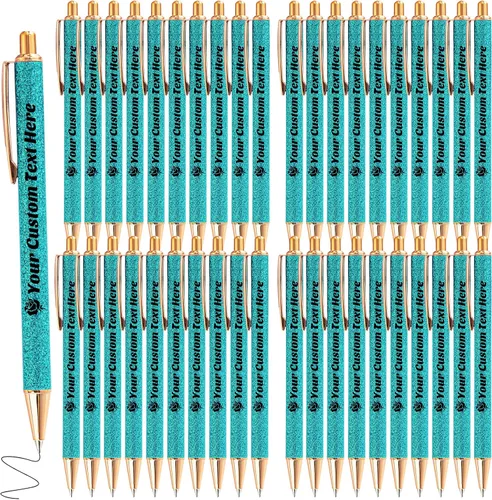 Miniatura 15 de 10 bolígrafos personalizados con purpurina, bolígrafos impresos personalizados a granel, bolígrafos retráctiles de tinta negra para graduación