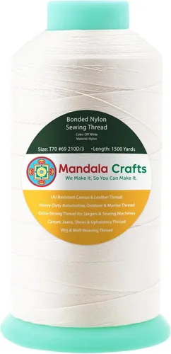 Miniatura 26 de Mandala Crafts - Hilo de nailon para coser cuero, tapicería, mezclilla y para trenzar el pelo; resistente, 1500 yardas, tamaño 69 T70 Marrón
