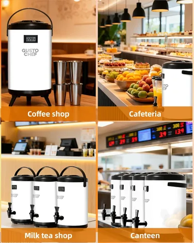 Miniatura 8 de Dispensador de bebidas aislado – Dispensador térmico de té frío y caliente – Acero inoxidable de 12 L/3.2 galones con espita para té, café, leche