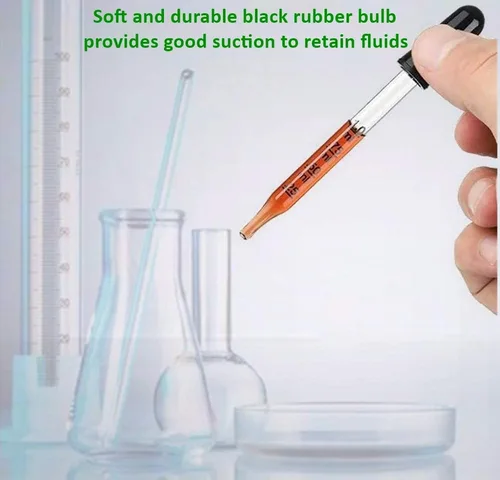 Miniatura 5 de Paquete de 4 cuentagotas graduados de 0.0 fl oz, cuentagotas de vidrio con bombilla de succión negra, cuentagotas medicinales de 3 pulgadas, punta