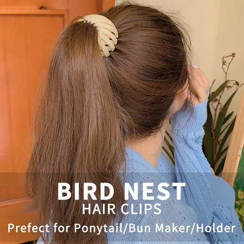 Miniatura 3 de TOBATOBA Bird Nest - Pinza mágica para el cabello, 5 unidades, plástico mate, horquilla expandible para cabello fino, soporte para cola de caballo