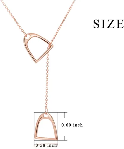 Miniatura 4 de YFN collar Lariat con estribos de caballo dobles, de plata esterlina 925
