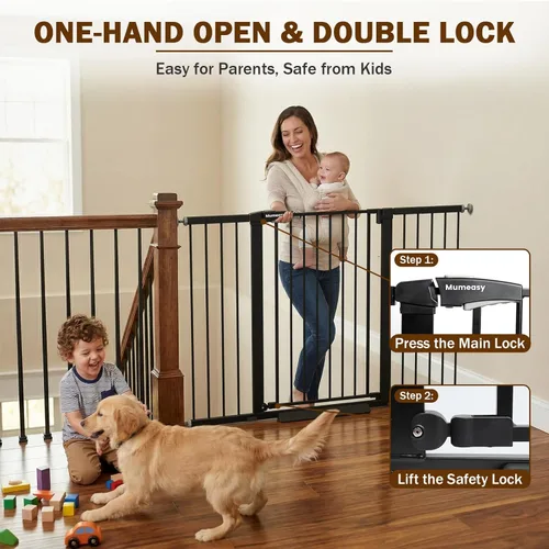 Miniatura 3 de Mumeasy Puerta de bebé extra ancha de 29.7 a 57 pulgadas, puerta grande para perros con cierre automático para puertas, puerta de seguridad