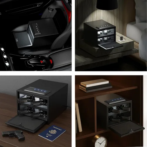 Miniatura 7 de XDeer Caja fuerte biométrica para pistolas (certificada por FCC y Departamento de Justicia de California) - Caja fuerte para armas de mano de acceso