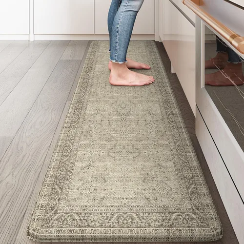 Miniatura 48 de KIMODE Alfombra de Cocina Antifatiga 2 Piezas, Alfombras de Cocina Antideslizantes e Impermeables, Alfombra de Cocina de Estilo Rústico en Gris