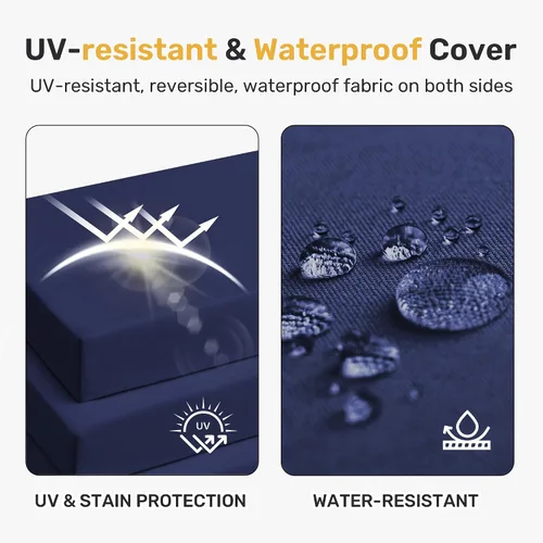 Miniatura 3 de UNIKOME Cojines para sillas de exterior, resistentes al agua, con lazos, relleno de esponja de alta densidad, cojines de asiento cuadrados