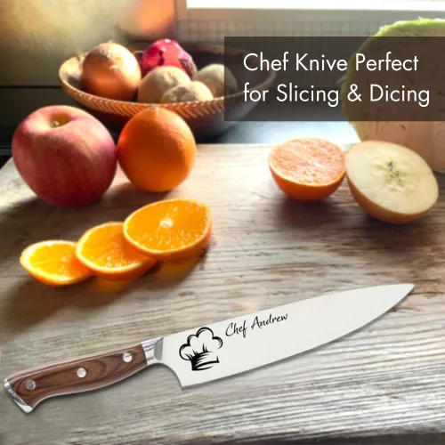 Miniatura 5 de Cuchillo de cocina personalizable de acero inoxidable con grabado láser, regalos de cocina para él, regalos de inauguración de la casa, juego