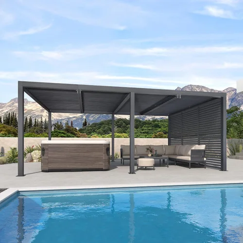 Miniatura 32 de PURPLE LEAF 94AS - Pérgola pequeña de aluminio compacto de 10 x 12 pies con techo rígido con listones ajustables para patio, cubierta de terraza