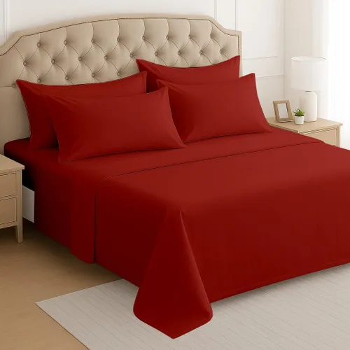 Miniatura 2 de Mattress-Homes Juego de sábanas tamaño Queen de 6 piezas, colección Hotel Luxury, 100% algodón egipcio, sábana bajera ajustable de 18 pulgadas