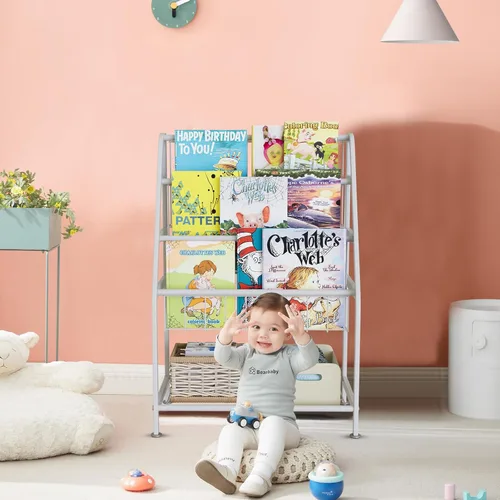 Miniatura 7 de aboxoo Estantería infantil independiente para habitación de niños pequeños de 18 pulgadas, organizador de juguetes, estantería blanca estable