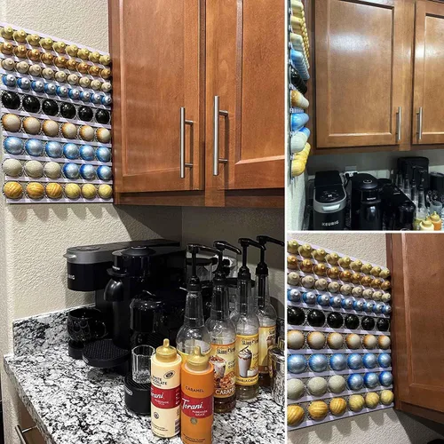 Miniatura 3 de Nespresso - Soporte para cápsulas de café, organizador de tazas K, accesorios de barra de café, organizador de montaje en pared debajo del gabinete