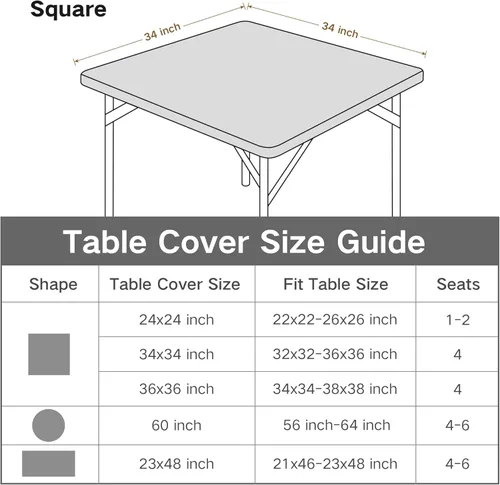 Miniatura 6 de Mantel cuadrado ajustable elástico de elastano para mesa, para comedor, cocina, hogar, fiesta, color azul marino, 34 x 34 pulgadas