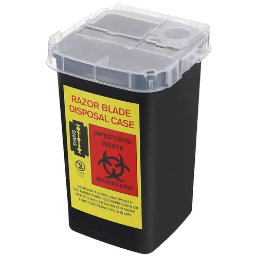 Beaupretty Caja de almacenamiento de cuchillas, contenedor de eliminación de cuchillas de afeitar, colector de objetos punzantes para peluquería y