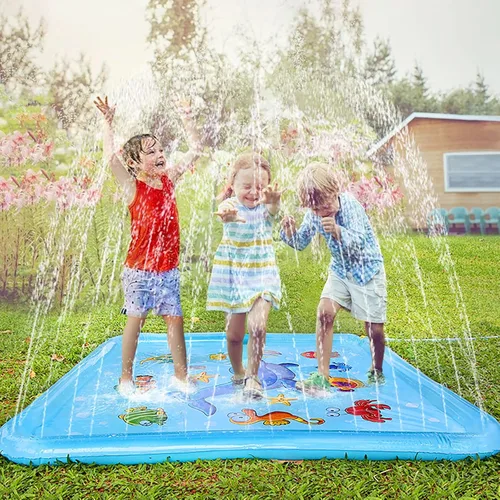 Miniatura 8 de Growsland Almohadilla de salpicaduras para niños pequeños, aspersor al aire libre para niños, juguetes de agua de verano de 67 pulgadas, inflables