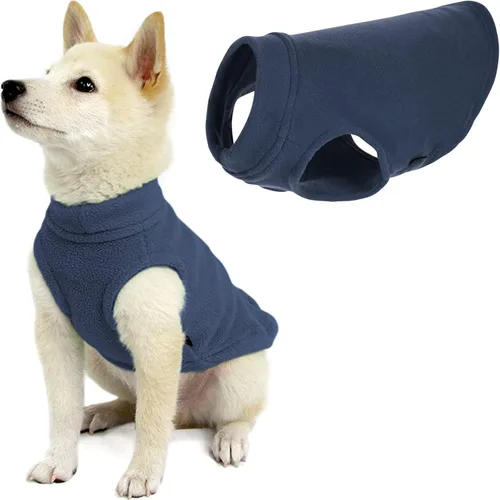Miniatura 37 de Gooby - Chaleco de Vellón Elástico, Chaleco de Vellón Tipo Pullover Chaqueta Suéter para Perros, Azul Argyle, Extra Pequeño