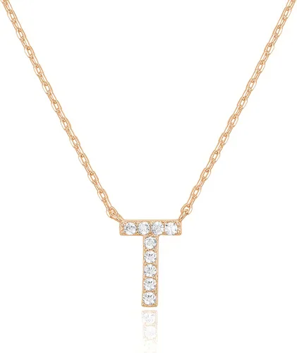 Miniatura 30 de PAVOI 14K White Gold Plated Cubic Zirconia Initial Necklace Letter Dainty Necklaces for Women