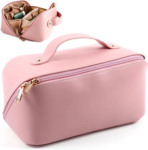 Miniatura 9 de MAMUNU - Bolsa de cosméticos de gran capacidad, bolsa de almacenamiento de cosméticos de viaje con asa, bolsa de cosméticos portátil con cremallera