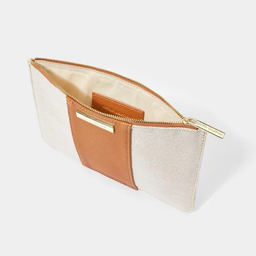 Miniatura 3 de KATIE LOXTON Amalfi - Bolsa de mano mediana de lona y cuero vegano para mujer, color crema y marrón, Marrón