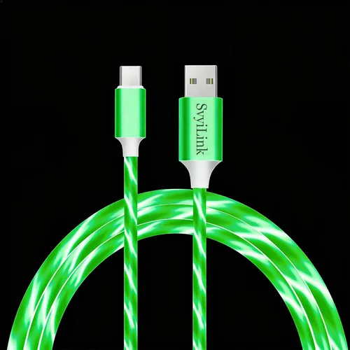 Miniatura 7 de Cable USB PD cargador rápido iluminado (USB 3 en 1 azul), cable de datos de teléfono, cable de carga de luz fluida, 39 pulgadas, material TPE