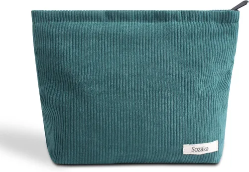 Bolsas de cosméticos para mujer, bolsa de cosméticos de pana, bolsos estéticos para mujer, bolsos de mano con puntos sonrientes, organizador de