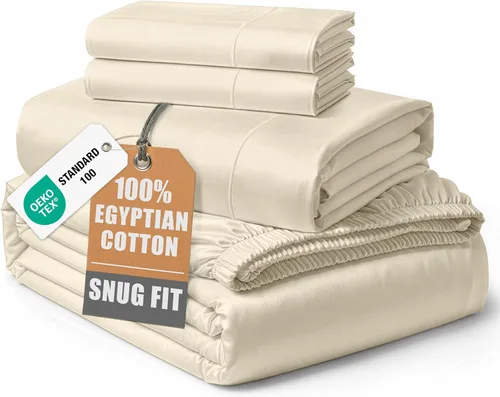 Miniatura 26 de Lane Linen Sábanas 100% de algodón egipcio, tamaño King, naturalmente transpirables y duraderas, cómodas para el invierno, ultra suaves, comodidad