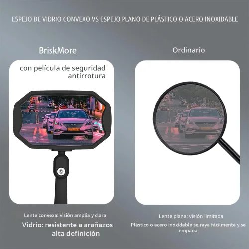 Miniatura 4 de BriskMore Espejos de bicicleta con extremo de barra, lente de vidrio convexo de alta definición para manillar de bicicleta eléctrica, resistente a