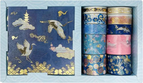 Miniatura 9 de allydrew Juego de cinta washi decorativa de lámina dorada y calcomanías para papelería, diario, fabricación de tarjetas (10 rollos y 10 hojas)