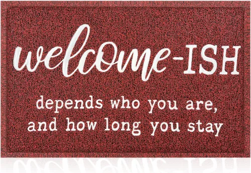 Miniatura 14 de JJUUYOU Felpudo de bienvenida para puerta delantera, entrada al aire libre, Welcome Ish Depends Who You are, tapete antideslizante de goma