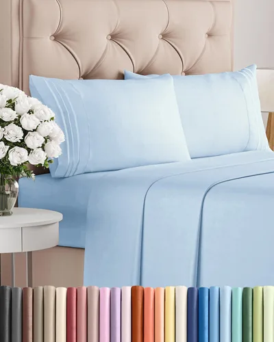 Juego de sábanas tamaño King de 4 piezas - Juego de sábanas cómodas, transpirables y refrescantes - Ropa de cama de lujo para hotel para mujeres, 21