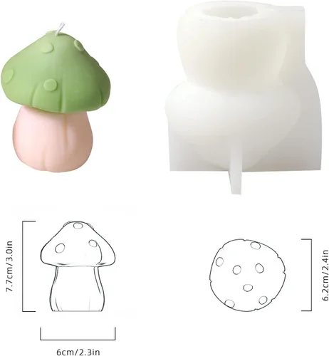 Miniatura 3 de BOOWAN NICOLE Lindo molde de vela de silicona de hongos, suministros de molde para hacer velas, moldes hechos a mano para fondant de hielo en 3D