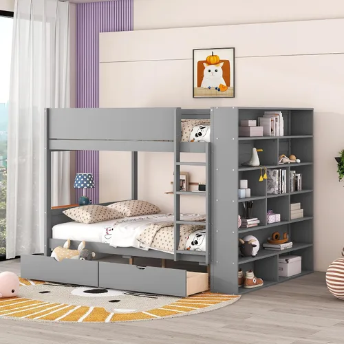 Miniatura 18 de Cama baja de tamaño individual con tobogán y escalera, marco de cama con barandillas de seguridad y techo en forma de casa, para dormitorio