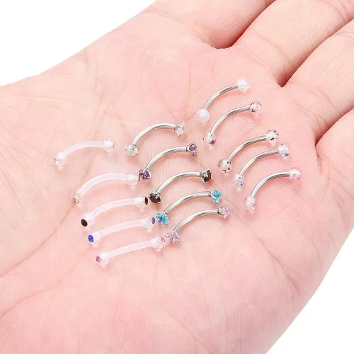 Miniatura 3 de Ocptiy Anillos de cejas de 16G, aretes Rook Daith, joyería de piercing de serpiente, anillo de lengua de ojo de serpiente, anillo de acero