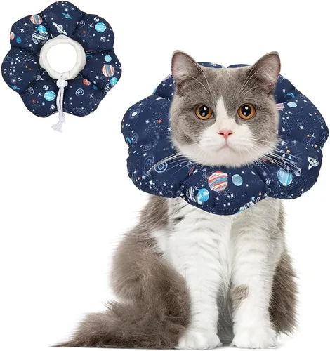 Miniatura 12 de ComSaf Collar de cono para gato, suave, protector ajustable para evitar lamer después de la cirugía, cómodo y ligero collar isabelino para gatito