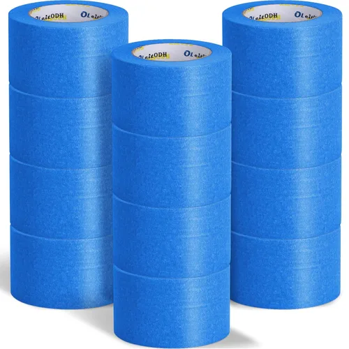 Miniatura 11 de Oleitodh 12 Rollos de Cinta Azul para Pintores a Granel 2 pulgadas x 660 Yardas, Cinta de Enmascarar para Pintores Sin Residuos Cinta de Pintura