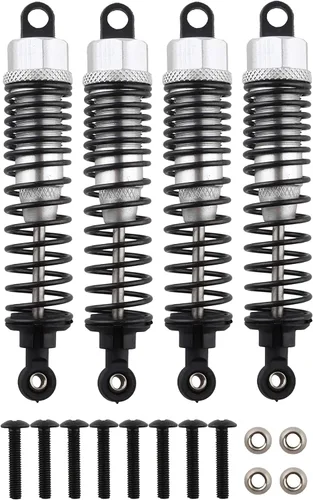 Miniatura 13 de 4 amortiguadores delanteros y traseros, suspensión ajustable de 3.858 in de aluminio para autos RC 1/10 HSP 94166 94106 94107 94155 94170 Buggy Rojo