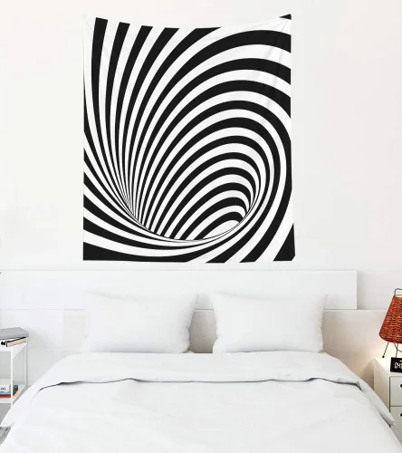 Miniatura 13 de Crannel Papel tapiz decorativo en blanco y negro, arte también conocido como estilo óptico visual que hace uso de ilusiones es un tapiz de 50 x 60