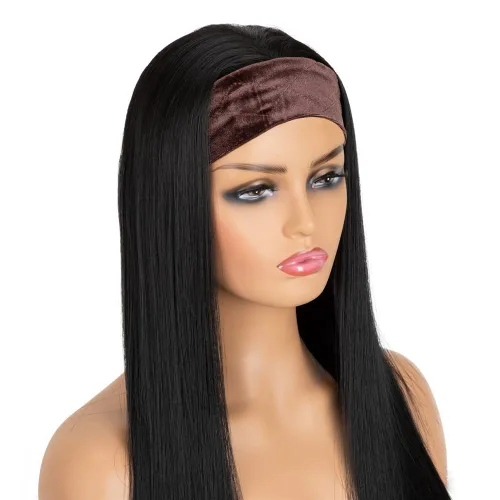 Miniatura 3 de Diadema elástica de terciopelo para peluca, 2 piezas, cómoda banda ajustable para pelucas, banda antideslizante de buen agarre (marrón chocolate)