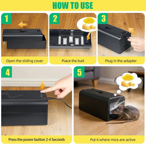 Miniatura 3 de Trampas eléctricas para ratones para interiores para el hogar, trampa para ratas sin contacto con potente voltaje para casa, cocinas, garajes, salas