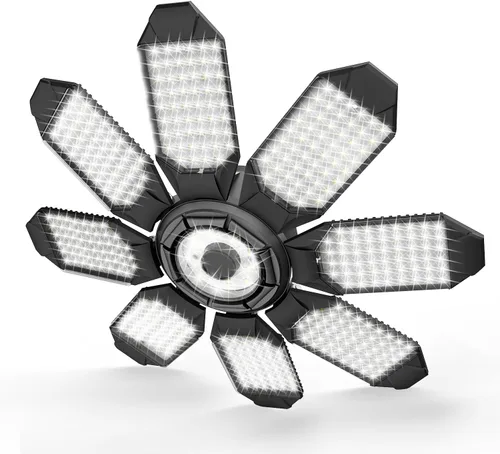 Miniatura 17 de Luz LED de garaje – Bombilla de garaje de 160 W, 64000 lúmenes, 6500 K, iluminación de garaje súper brillante con 6 paneles deformables, luces